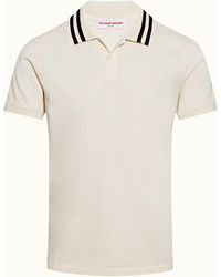 Orlebar Brown - Orlebar Sand Classic Fit Stripe Tipped Collar Cotton Polo Shirt - Lyst