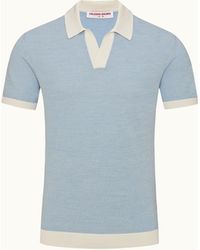 Orlebar Brown - Tailored Fit Contrast Texture Merino Polo Shirt - Lyst
