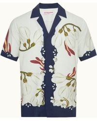 Orlebar Brown - Relaxed Fit Linen Capri Collar Orchis Print Shirt - Lyst