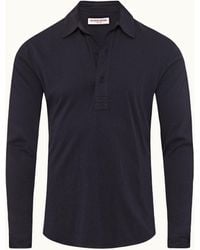 Orlebar Brown - Night Iris Tailored Fit Long-Sleeve Modal-Cashmere Polo Shirt - Lyst