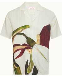 Orlebar Brown - Relaxed Fit Linen Capri Collar Orchis Print Shirt - Lyst