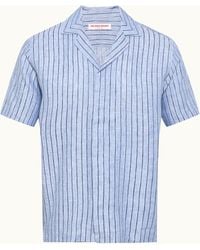 Orlebar Brown - Stripe Linen Short Sleeve Shirt - Lyst