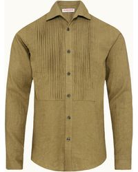 Orlebar Brown - Tailored Fit Linen Shirt With Pleated Bib - Lyst