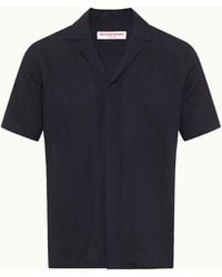 Orlebar Brown - Night Iris Relaxed Fit Capri Collar Linen Shirt - Lyst