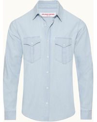 Orlebar Brown - Tailored Fit Classic Collar Long-Sleeve Cotton Chambray Shirt - Lyst