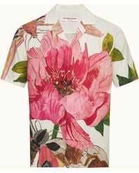 Orlebar Brown - Relaxed Fit Linen Capri Collar Paeonia Print Shirt - Lyst