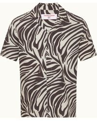 Orlebar Brown - Relaxed Fit Capri Collar Zebra Print Linen Shirt - Lyst