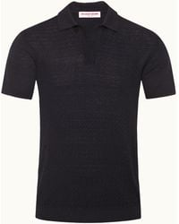 Orlebar Brown - Silk-Cotton Polo Shirt Luxury Textured Knit - Lyst