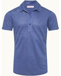 Orlebar Brown - Dark Tailored Linen Polo Shirt - Lyst