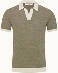 Orlebar Brown - Tailored Fit Mixed Texture Knit Polo Shirt - Lyst