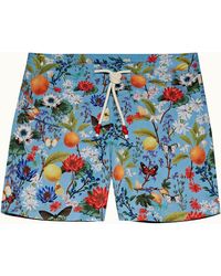 Orlebar Brown Capri Blue Botanical Mid-length Drawcord Swim Shorts
