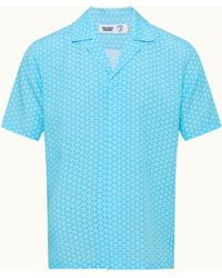 Orlebar Brown - And Automobili Lamborghini Synth Blu Relaxed Fit Capri Collar Linen Shirt - Lyst