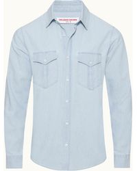 Orlebar Brown - Tailored Fit Classic Collar Long-Sleeve Cotton Chambray Shirt - Lyst