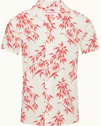 Orlebar Brown - Classic Fit Capri Collar Bamboo Print Linen Shirt - Lyst
