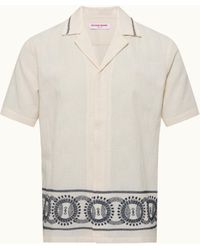 Orlebar Brown - Relaxed Fit Short-Sleeve Jacquared Linen Resort Shirt - Lyst
