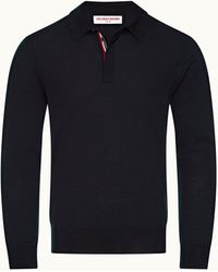 Orlebar Brown - Orlebar O. B Stripe Placket Classic Fit Long-Sleeve Merino Polo Shirt - Lyst