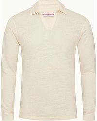 Orlebar Brown - Tailored Fit Resort Collar Long-Sleeve Linen Polo Shirt - Lyst