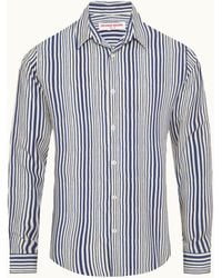 Orlebar Brown - Classic Collar Tailored Fit Linen Shirt With Shore Stripe - Lyst