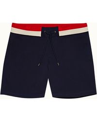 Orlebar Brown Navy Classic Fit Stripe Waistband Cotton Sweat Shorts - Blue