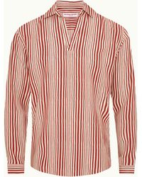 Orlebar Brown - Relaxed Fit Open Resort Placket Shore Stripe Linen Shirt - Lyst