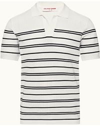 Orlebar Brown - Stripe Classic Fit Waffle Mesh Stitch Polo Shirt - Lyst