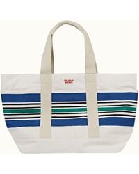 Orlebar Brown Mason Stripe Alabaster/bleu Stripe Canvas Tote Bag - Blue