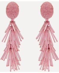 Oscar de la Renta - Beaded Fringe Tassel Clip-On Earrings - Lyst