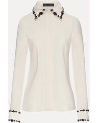 Oscar de la Renta - Sequin Floret Embroidered Blouse - Lyst
