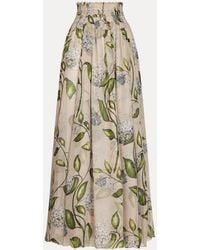 Oscar de la Renta - Porcelain Flower Chiffon Maxi Skirt - Lyst