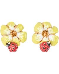 Oscar de la Renta - Ladybug Flower Earrings - Lyst