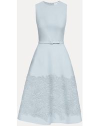 Oscar de la Renta - Feather Scroll Guipure Wool Dress - Lyst
