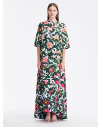 Oscar de la Renta - Watteau Back Camellia Cotton Poplin Maxi Dress - Lyst