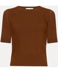 Oscar de la Renta - Short Sleeve Wool Pullover - Lyst
