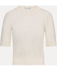 Oscar de la Renta - Short Sleeve Wool Pullover - Lyst