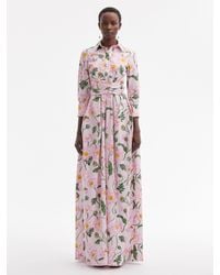 Oscar de la Renta - Painted Poppies Cotton Poplin Maxi Dress - Lyst