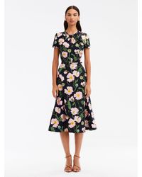 Oscar de la Renta - Painted Poppies Cotton Poplin Twist Front Dress - Lyst