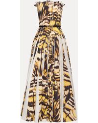 Oscar de la Renta - Abstract Butterfly Cotton Poplin Strapless Dress - Lyst