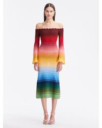 Oscar de la Renta - Off Shoulder Rainbow Ombré Crochet Dress - Lyst