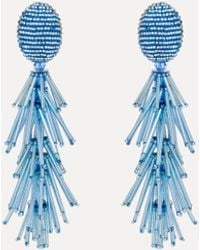Oscar de la Renta - Beaded Fringe Tassel Clip-On Earrings - Lyst