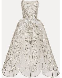 Oscar de la Renta - Sequin & Crystal Scallop Embroidered Gown - Lyst