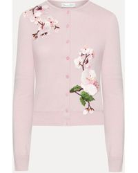 Oscar de la Renta - Cherry Blossom Threadwork Cardigan - Lyst