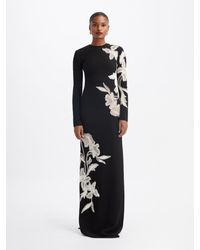 love triangle floral embroidered long sleeve dress in white