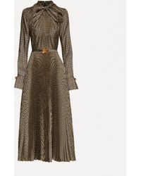 Oscar de la Renta - Pied De Poule Tie-Neck Dress - Lyst