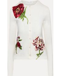 Oscar de la Renta - Peony Threadwork Cardigan - Lyst