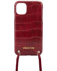 Maison Héroïne Ava - Iphone 12 Case Croco Bordeaux - Red