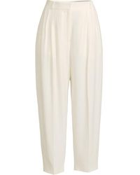 Alexander McQueen Cigarette Leaf Pleated Crepe Trousers - White