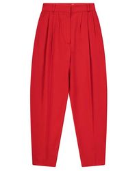 Alexander McQueen Cigarette Leaf Pleated Crepe Trousers - Red