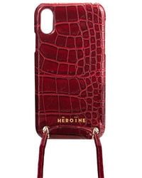 Maison Héroïne Ava - Iphone Xr Case Mit Rope Croco Bordeaux Vegan Croco Bor - Red