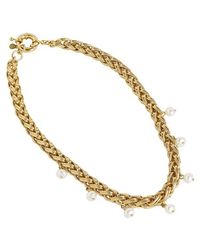 Boden Chunky Chain Pearl Necklace Gld - Metallic