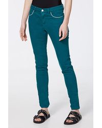 IKKS 's Green Braid Pockets 7/8 Sculpt Up Slim Jeans Emerald